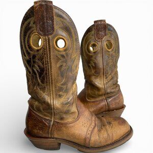 Double H Jase Brown Leather Soft  Square Toe Western Boots USA Made Men's 8.5 D